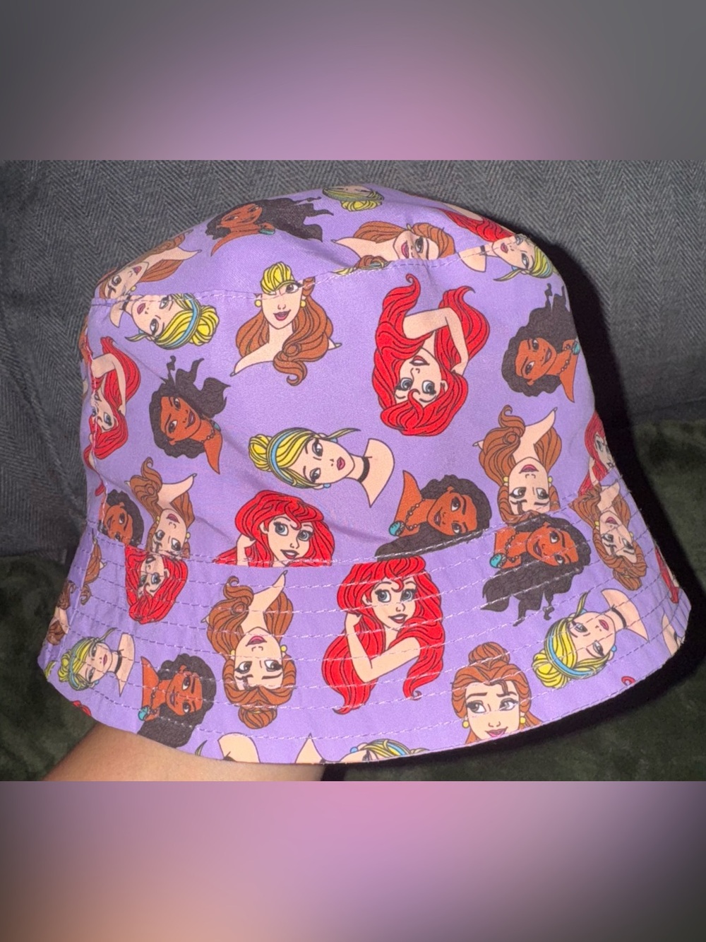 Disney Lavender Bucket Hat with Princess Print